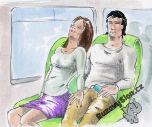 nő egy férfival a buszon