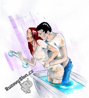 férfi baszik nőt a fürdőkádban ruhában