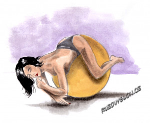 Nő maszturbál egy gimnasztikai labdán.