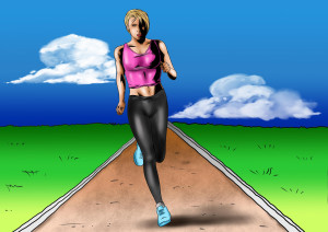 Žena si užívá běh s venušinými kuličkami.