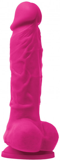 Valósághű vibrátor tapadókoronggal és Real Touch herékkel (18 cm), rózsaszín