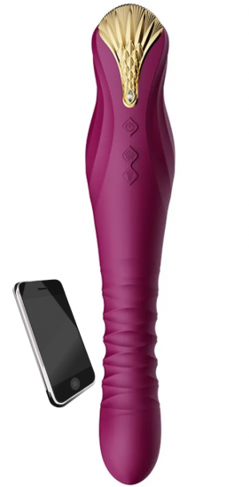 E-shop Zalo King prirážací vibrátor s mobilnou aplikáciou (30 cm) + darček Natural gél 15 ml