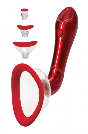 E-shop Automatická vibračná pumpa na vagínu, klitoris a bradavky Multiple Euphoria, červená