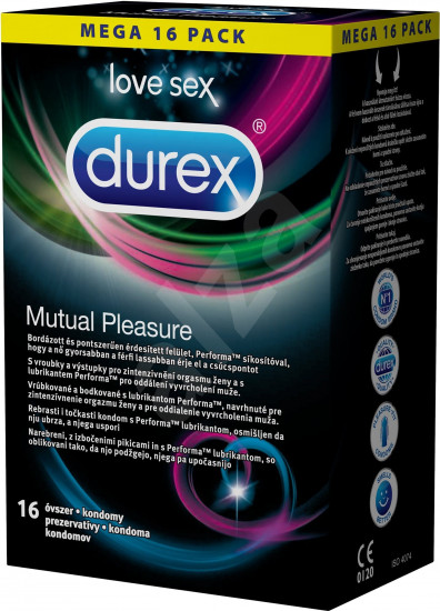 Durex Mutual Pleasure – bordázott óvszerek (16 db)