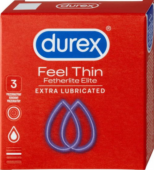 Durex Feel Thin Extra Lubricated - vékony óvszer (3db)