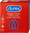 Durex Feel Thin Extra Lubricated – tenké kondomy (3ks)