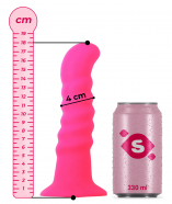 Silikonové dildo s přísavkou Hot Pink (18 cm) + dárek Toybag
