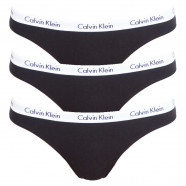 3PACK dámská tanga Calvin Klein, černá
