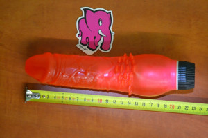 Vibrátor gelový Červený drak s vroubky 20 cm