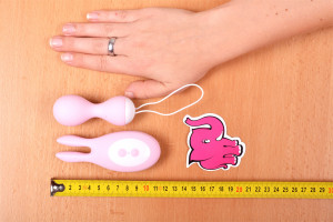 Vibračné vajíčko BOOM Rabbit & Balls, celková dĺžka s rukou