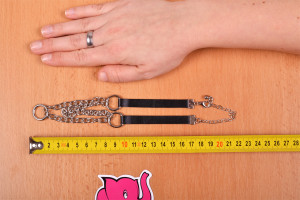 Kožený obojok s retiazkou Shameless - meranie dĺžky
