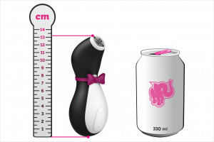 Satisfyer Pro Penguin – rozměry v porovnání s plechovkou