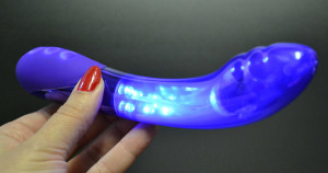 Műanyag vibrátor Purple Lightning, világítás