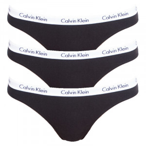 3PACK dámská tanga Calvin Klein, černá