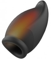 Ramrod Heating Squeezable Vibrating Stroker Black nahřívací stlačitelný masturbátor (15,5 cm) + dárek SKYN 5 Senses kondomy