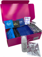 Sada klasických kondomů – Basic pack (72 ks) + SE natural lubrikační gel 15 ml + erekční kroužek + dárek SKYN 5 Senses kondomy