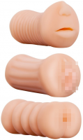 Masturbátory Three Sexy Girls - súprava 3 pomôcok (11,5 cm) + darček SKYN 5 Senses kondómy