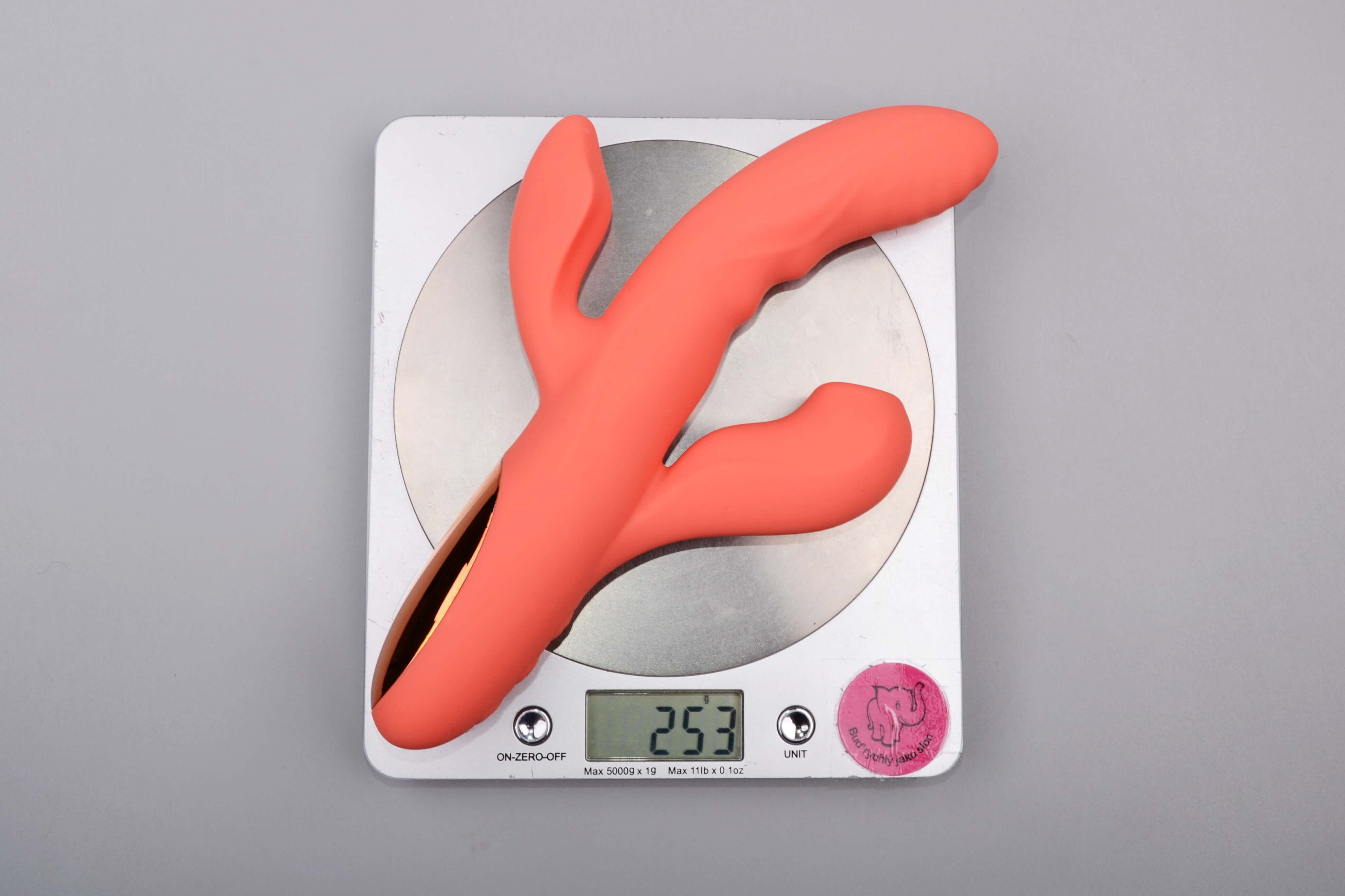 Adore Coraline – silikonový tlakový vibrátor 3v1 s nahříváním, váha