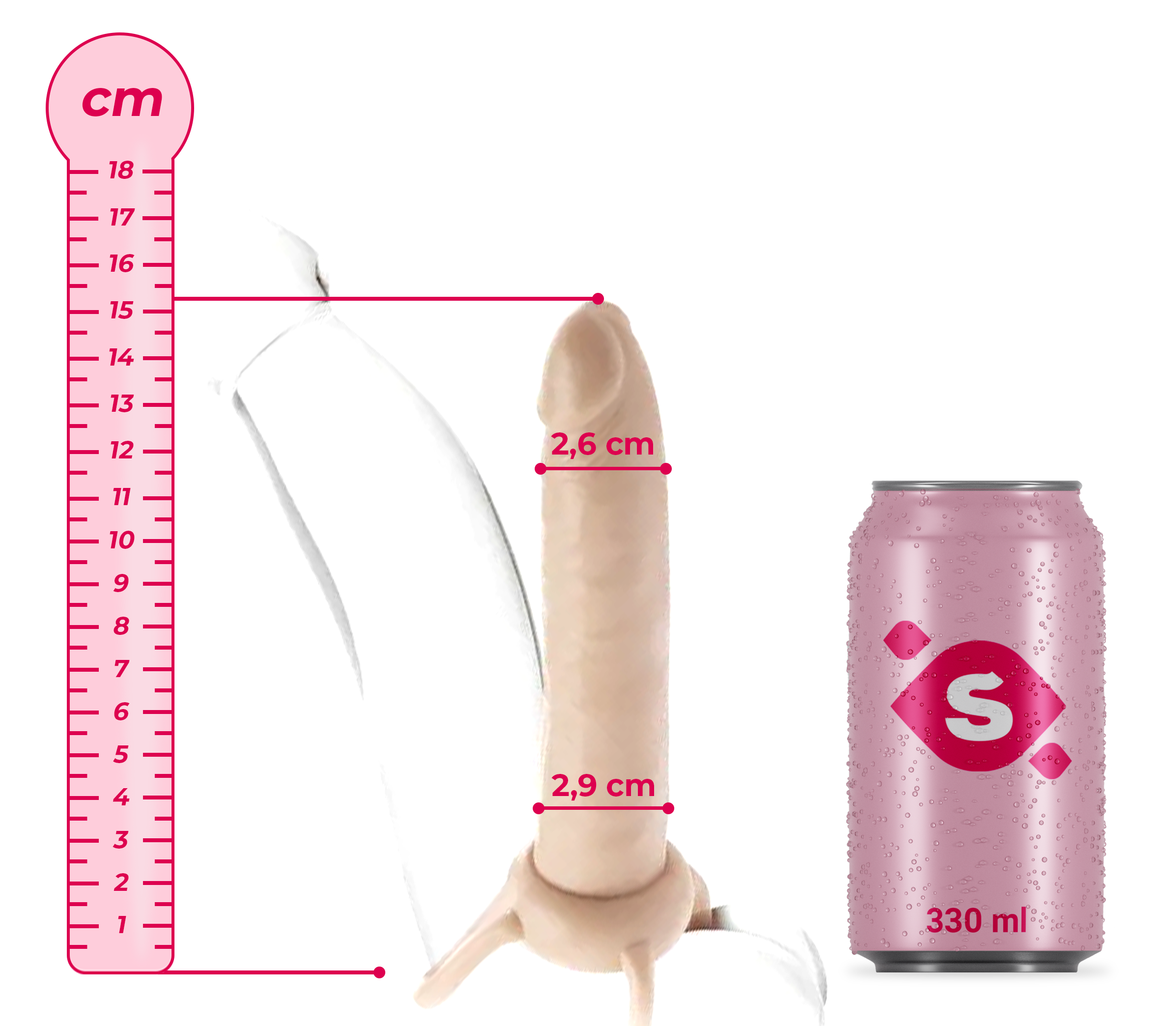 Připínací penis Dual Penetrator (15,3 cm)