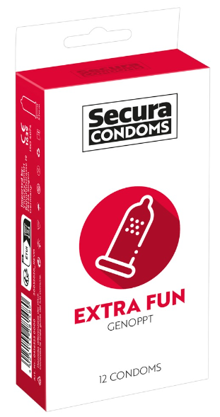 Secura Extra Fun – bordázott óvszerek (12 db)