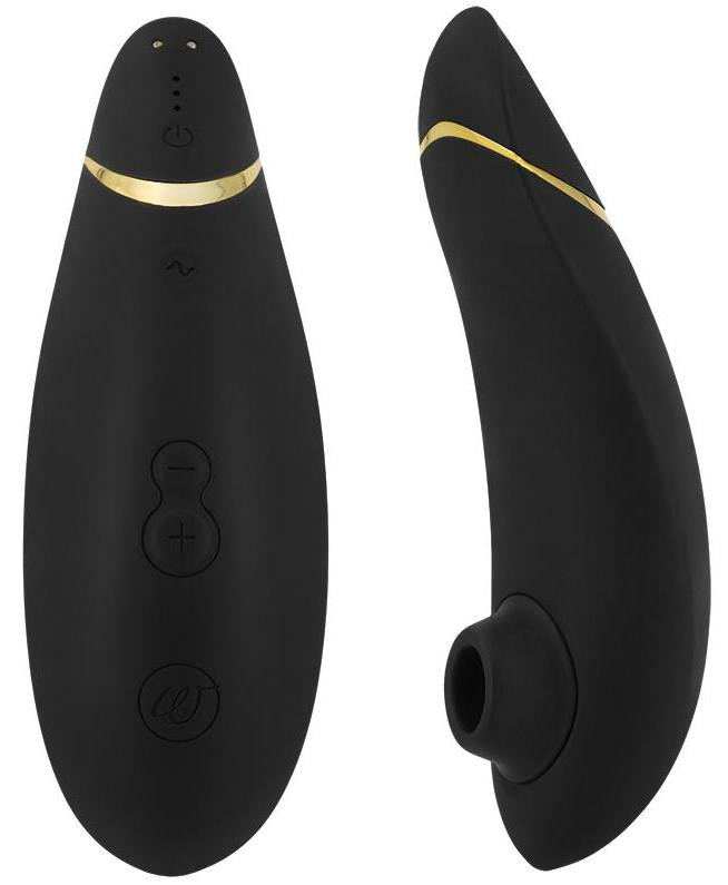 Womanizer Premium tlakový vibrátor, černý + dárek Toybag