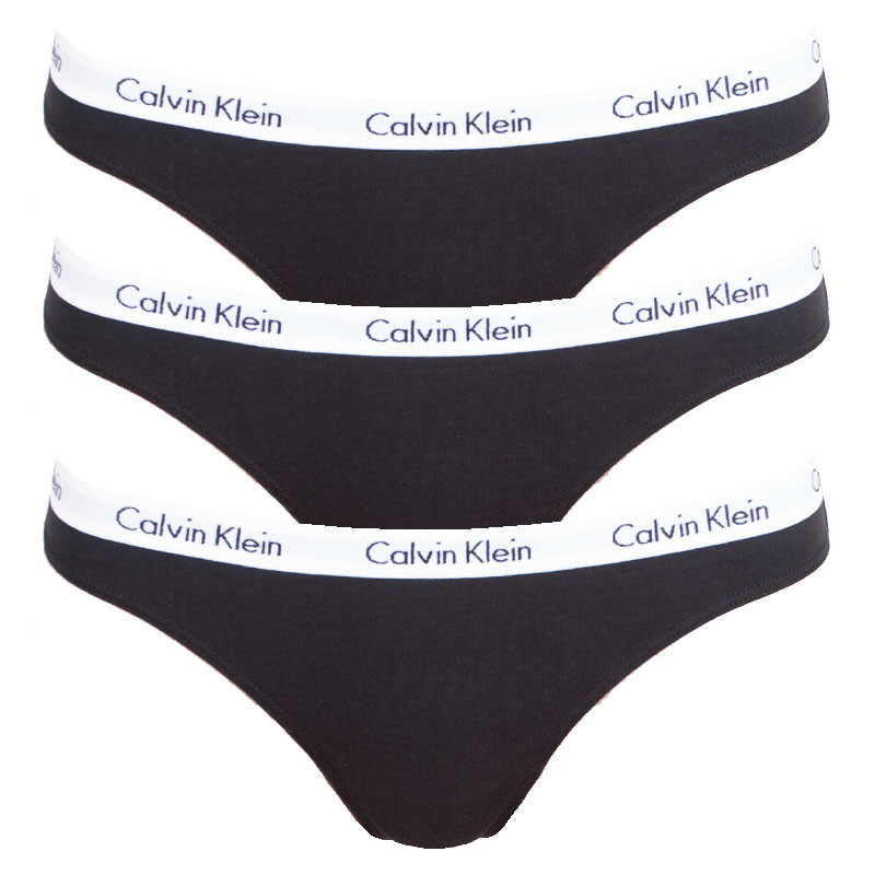 3PACK női tanga Calvin Klein, fekete