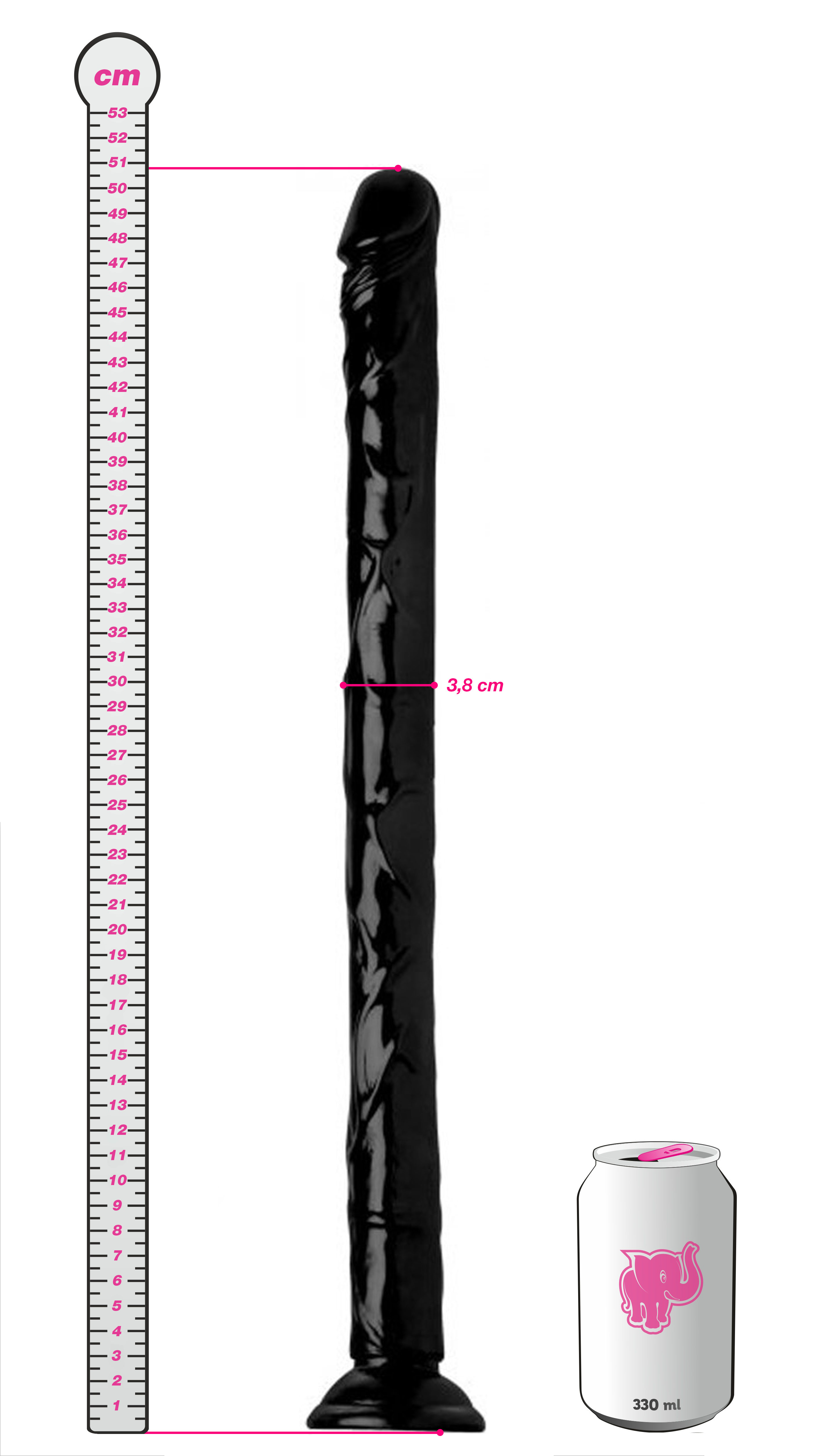 XXL análne dildo s prísavkou Xtreme Realistic (50,8 cm), plechovka