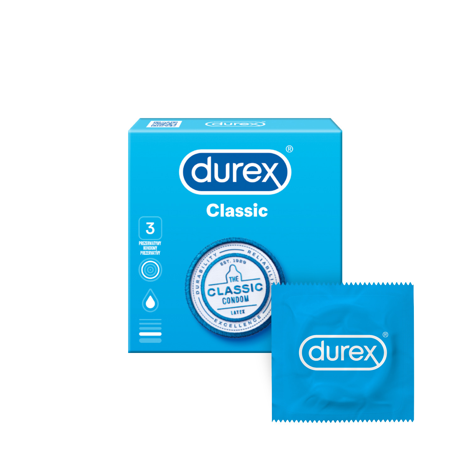 Durex Classic – klasické kondómy (3 ks)
