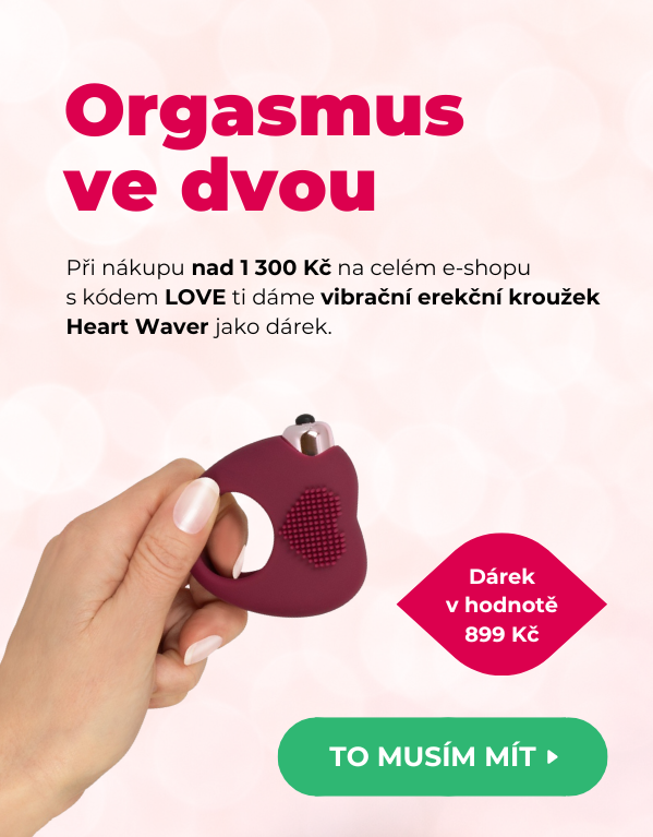 Při nákupu nad 1 300 Kč na celém e-shopu s kódem LOVE ti dáme vibrační erekční kroužek Heart Waver jako dárek.